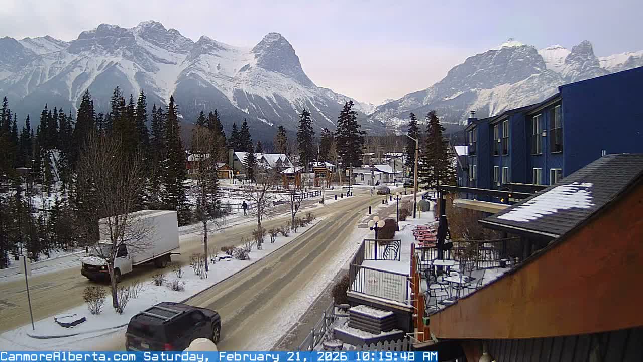 Canmore Mt. Lawrance Grassi & Ha Ling Peak View Live Cam - Canmore, Alberta's Rockies, Alberta, Canada