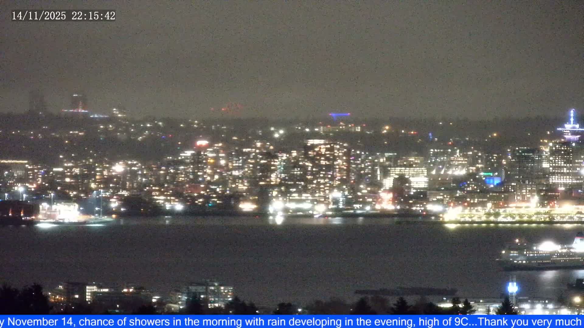 Vancouver City Skyline  & Cruise Ship Spotting Live Cam - Vancouver, Metro Vancouver, British Columbia, Canada