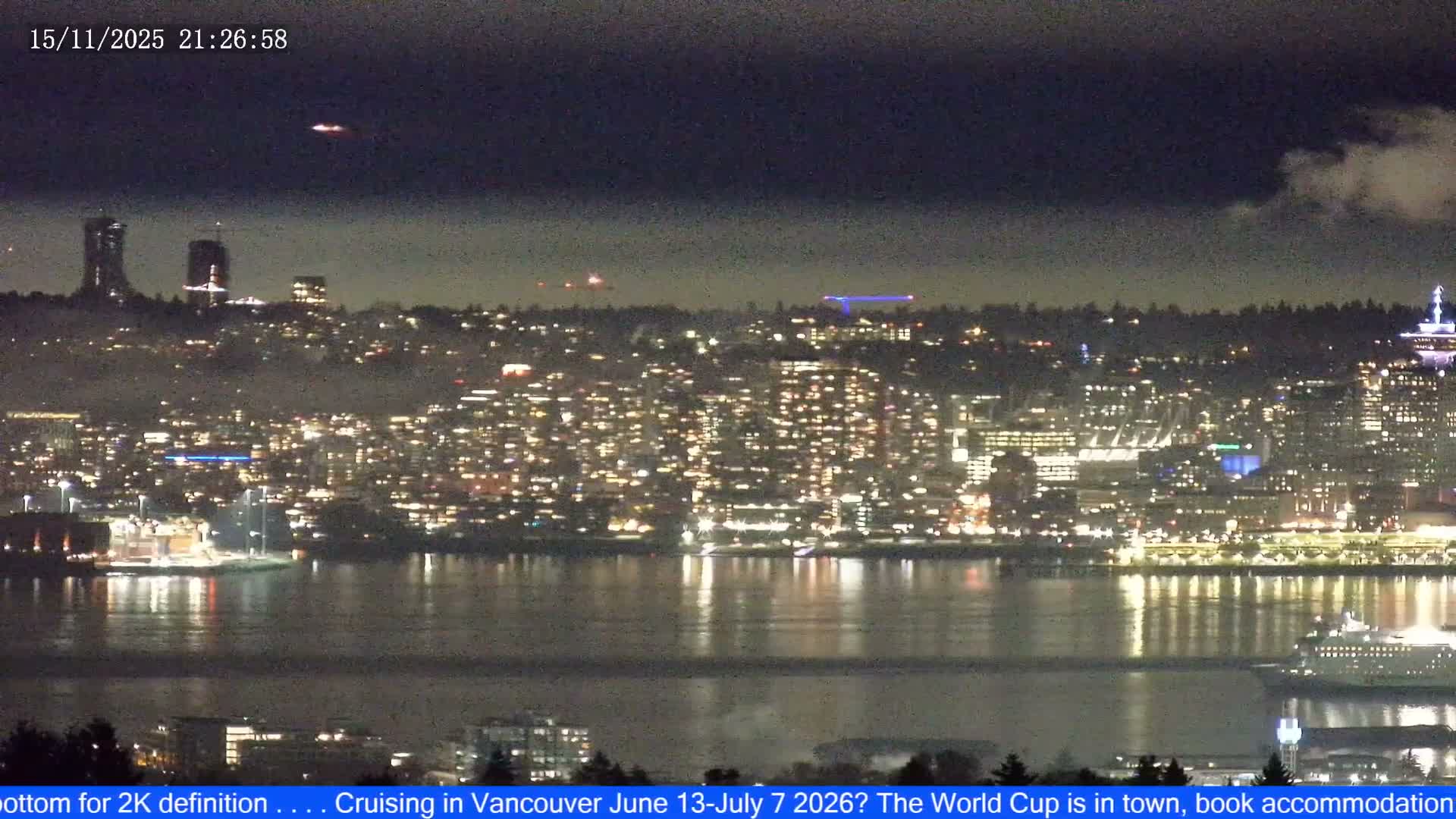 Vancouver City Skyline  & Cruise Ship Spotting Live Cam - Vancouver, Metro Vancouver, British Columbia, Canada