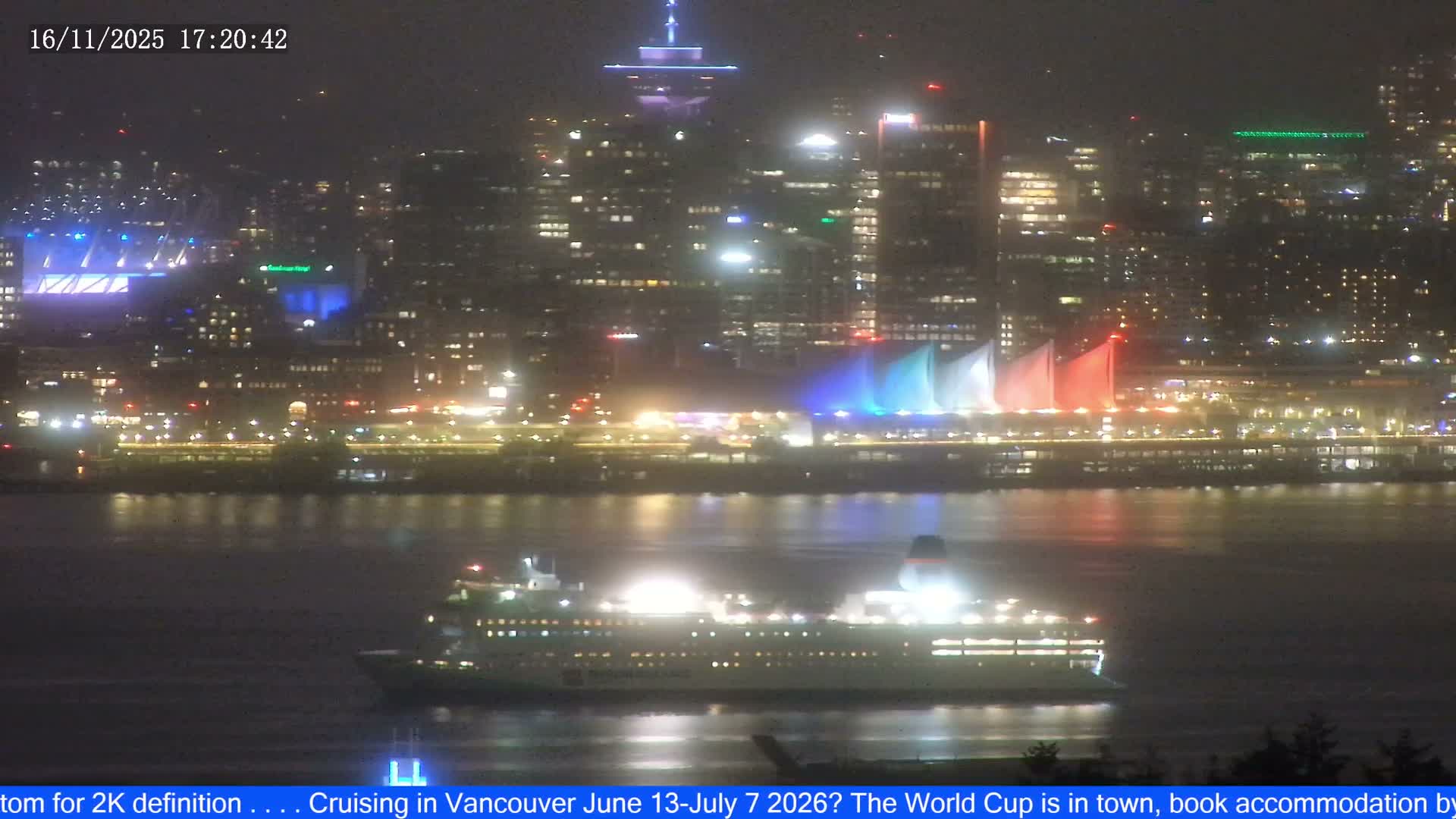 Vancouver City Skyline  & Cruise Ship Spotting Live Cam - Vancouver, Metro Vancouver, British Columbia, Canada