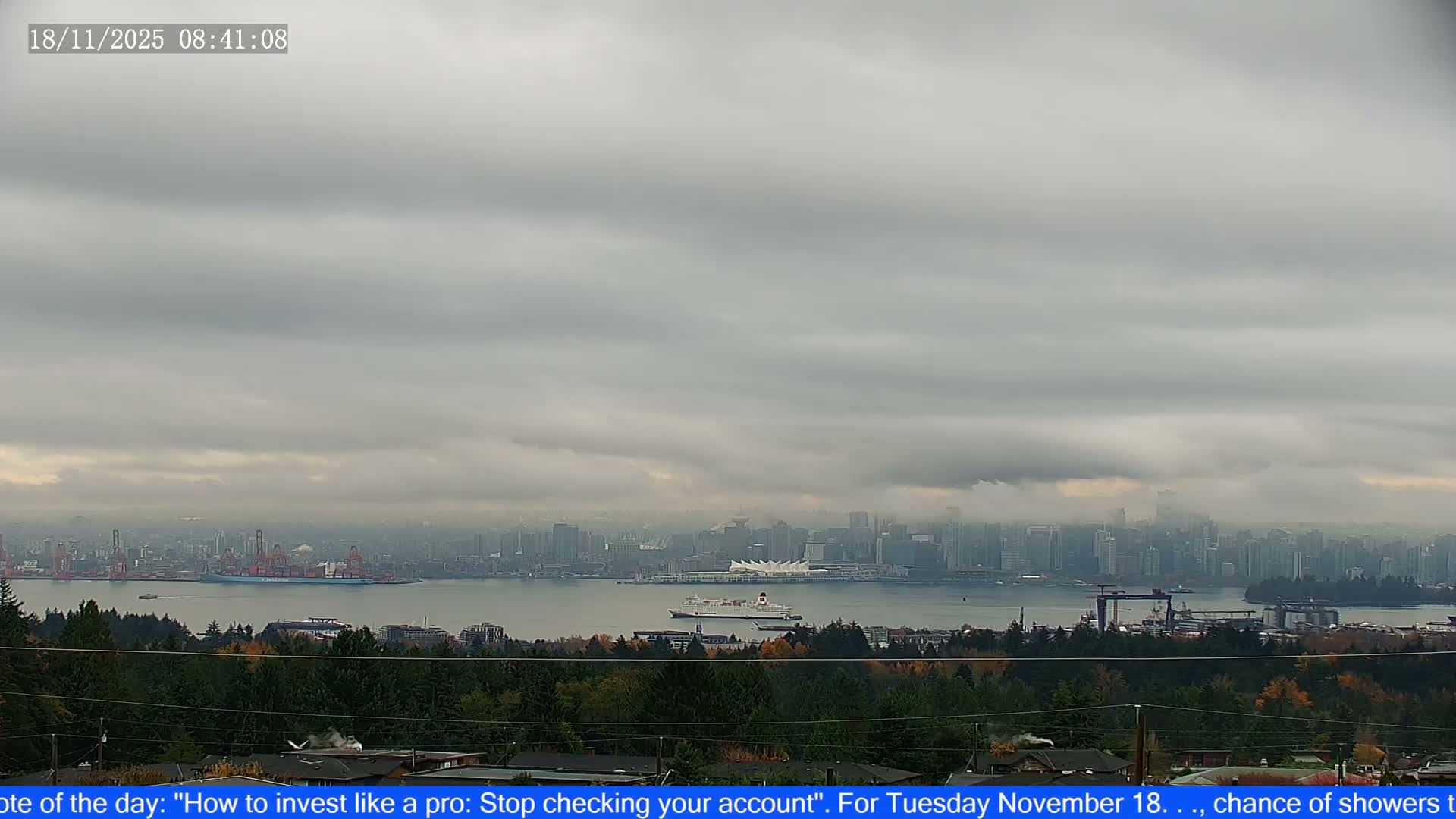 Vancouver City Skyline  & Cruise Ship Spotting Live Cam - Vancouver, Metro Vancouver, British Columbia, Canada