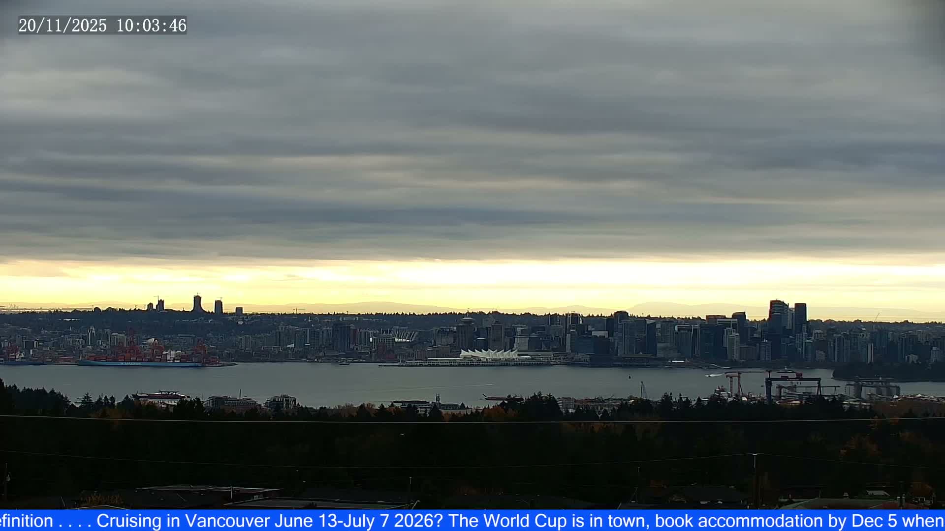 Vancouver City Skyline  & Cruise Ship Spotting Live Cam - Vancouver, Metro Vancouver, British Columbia, Canada