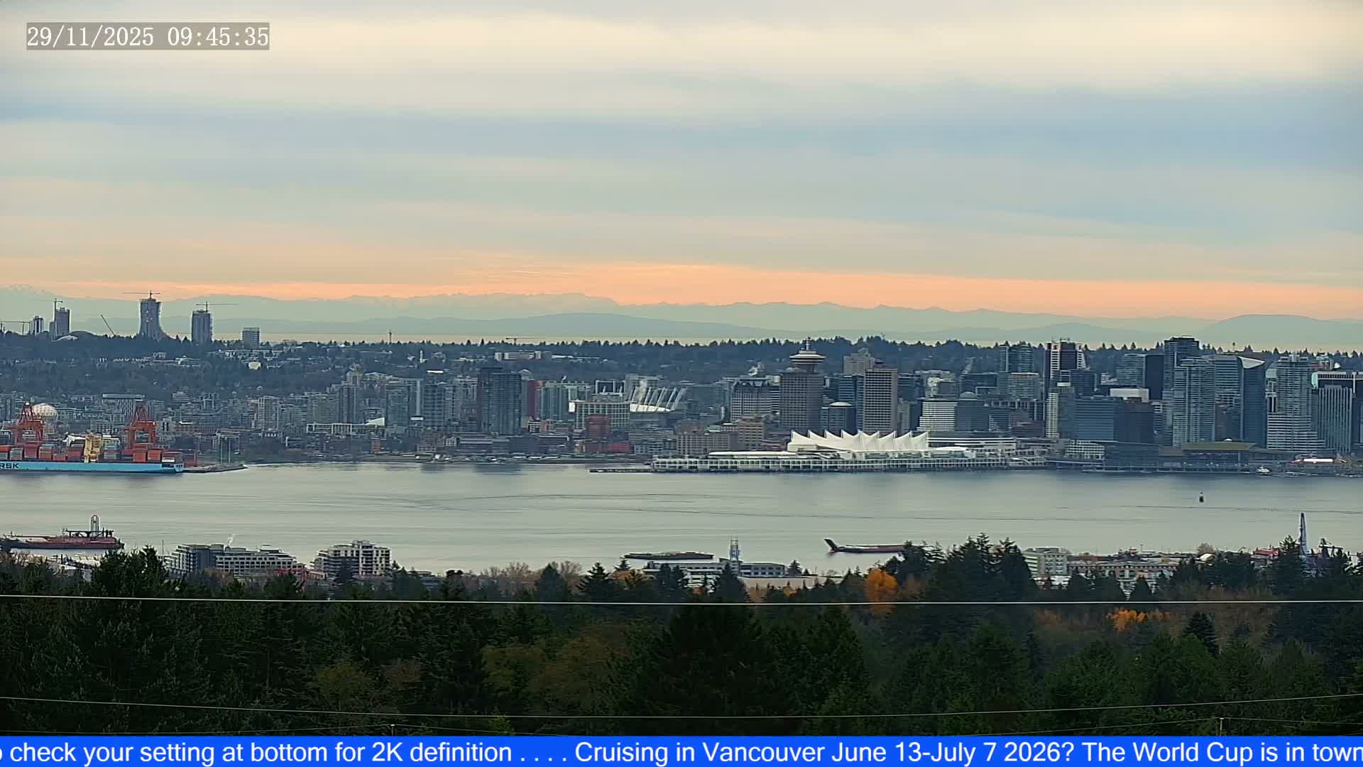 Vancouver City Skyline  & Cruise Ship Spotting Live Cam - Vancouver, Metro Vancouver, British Columbia, Canada