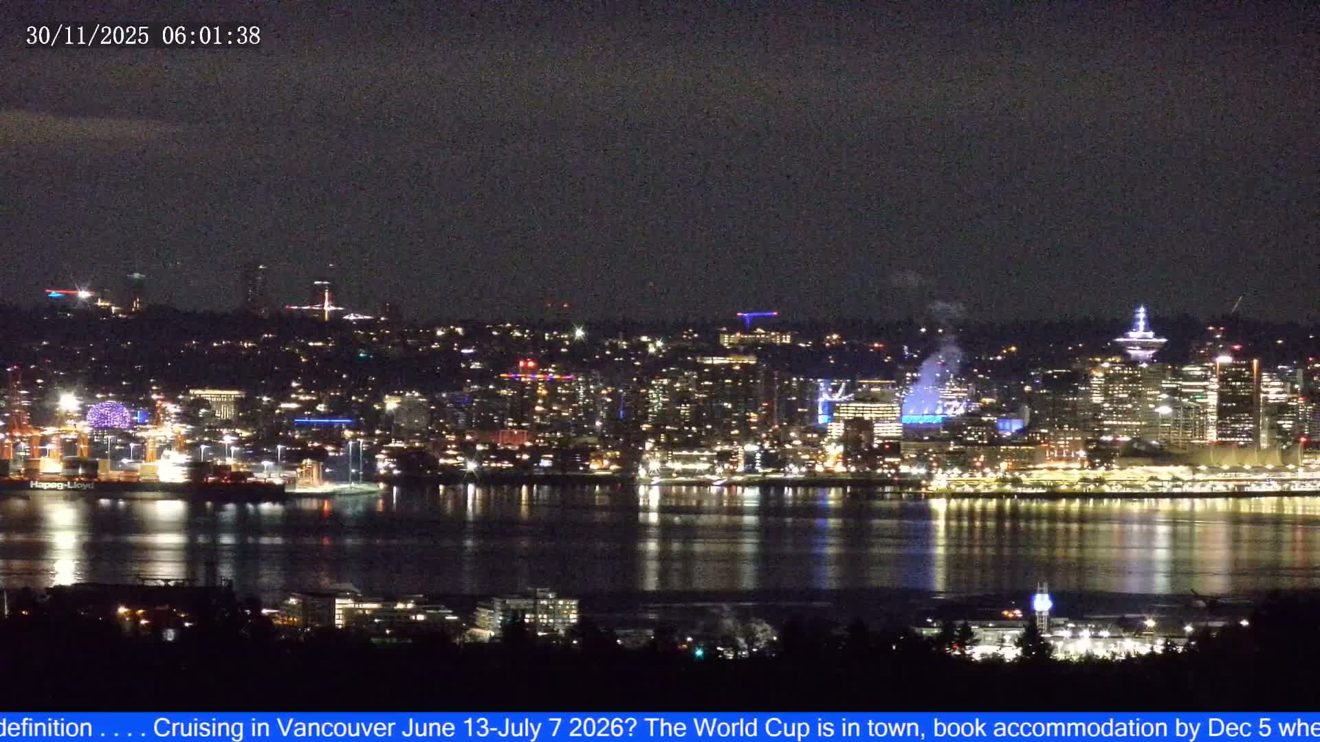 Vancouver City Skyline  & Cruise Ship Spotting Live Cam - Vancouver, Metro Vancouver, British Columbia, Canada