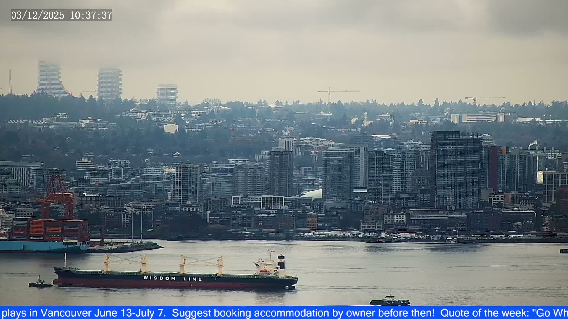 Vancouver City Skyline  & Cruise Ship Spotting Live Cam - Vancouver, Metro Vancouver, British Columbia, Canada