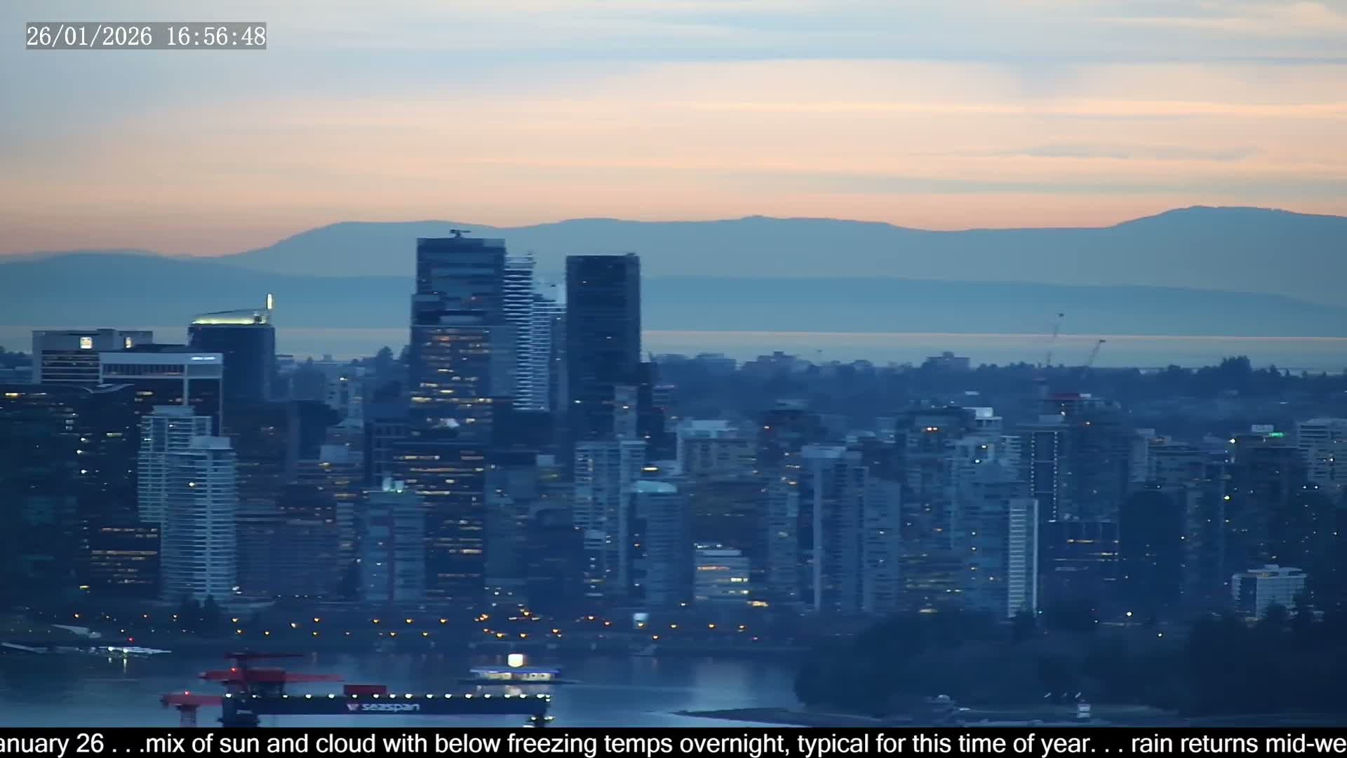 Vancouver City Skyline  & Cruise Ship Spotting Live Cam - Vancouver, Metro Vancouver, British Columbia, Canada