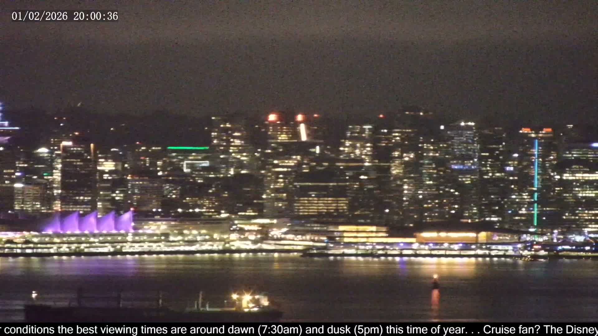 Vancouver City Skyline  & Cruise Ship Spotting Live Cam - Vancouver, Metro Vancouver, British Columbia, Canada