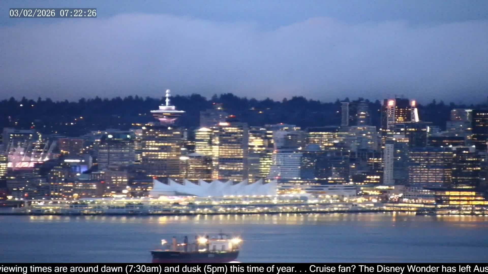 Vancouver City Skyline  & Cruise Ship Spotting Live Cam - Vancouver, Metro Vancouver, British Columbia, Canada