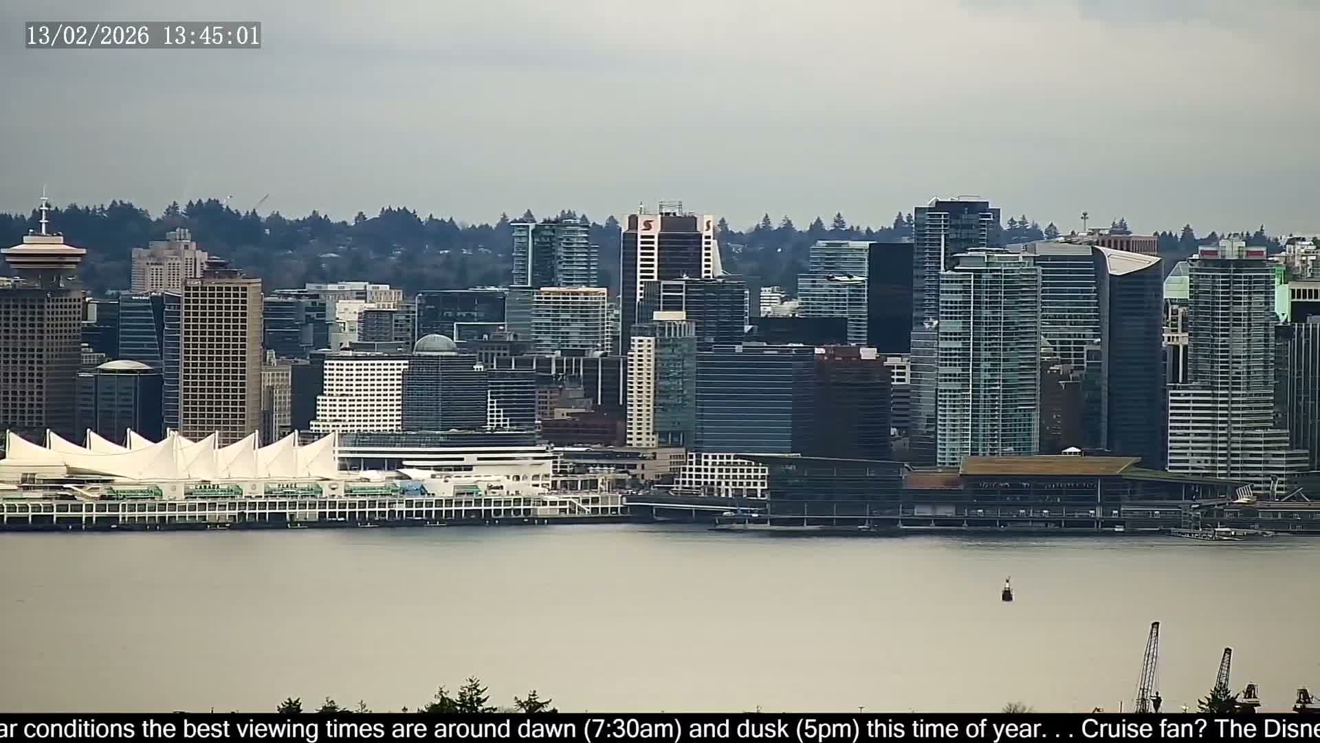 Vancouver City Skyline  & Cruise Ship Spotting Live Cam - Vancouver, Metro Vancouver, British Columbia, Canada