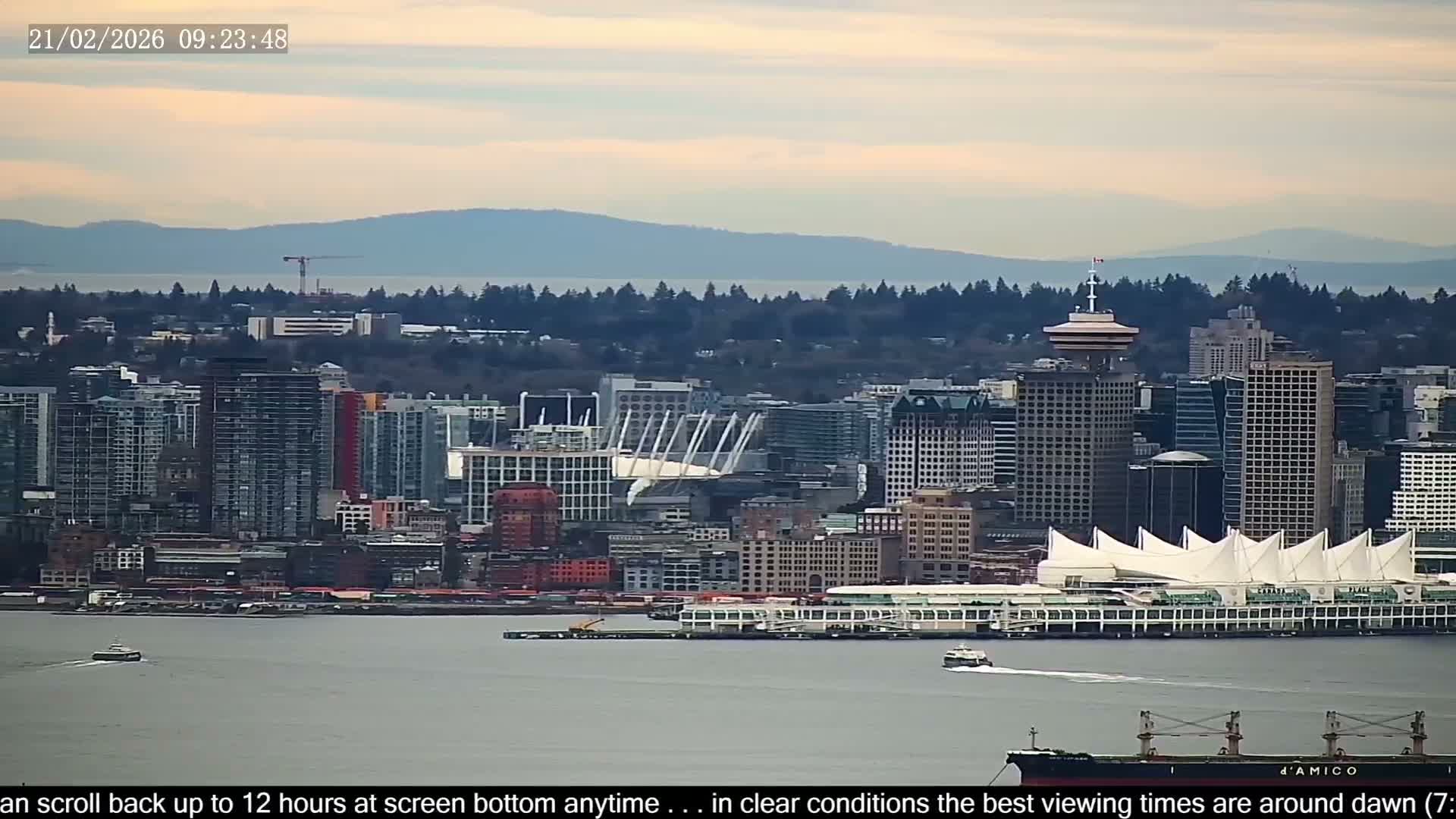 Vancouver City Skyline  & Cruise Ship Spotting Live Cam - Vancouver, Metro Vancouver, British Columbia, Canada