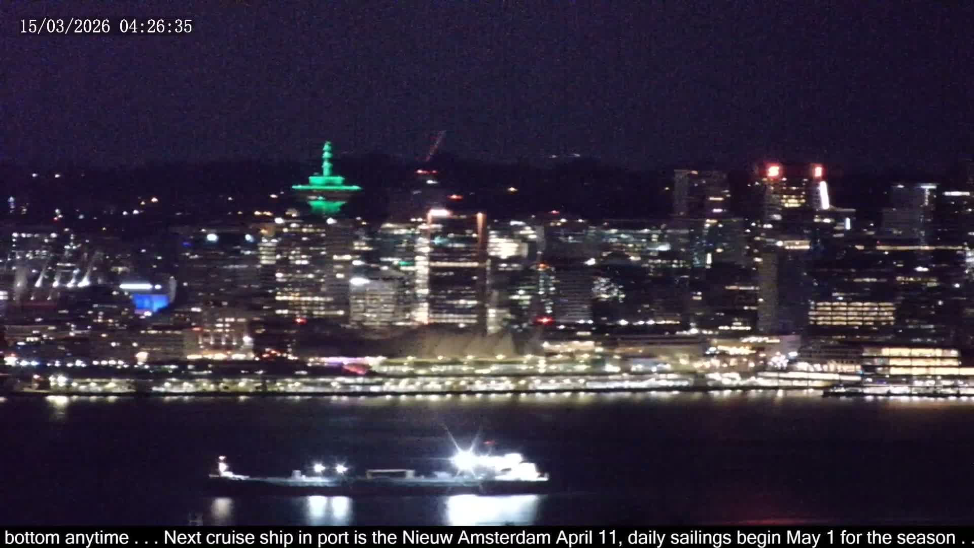Vancouver City Skyline  & Cruise Ship Spotting Live Cam - Vancouver, Metro Vancouver, British Columbia, Canada