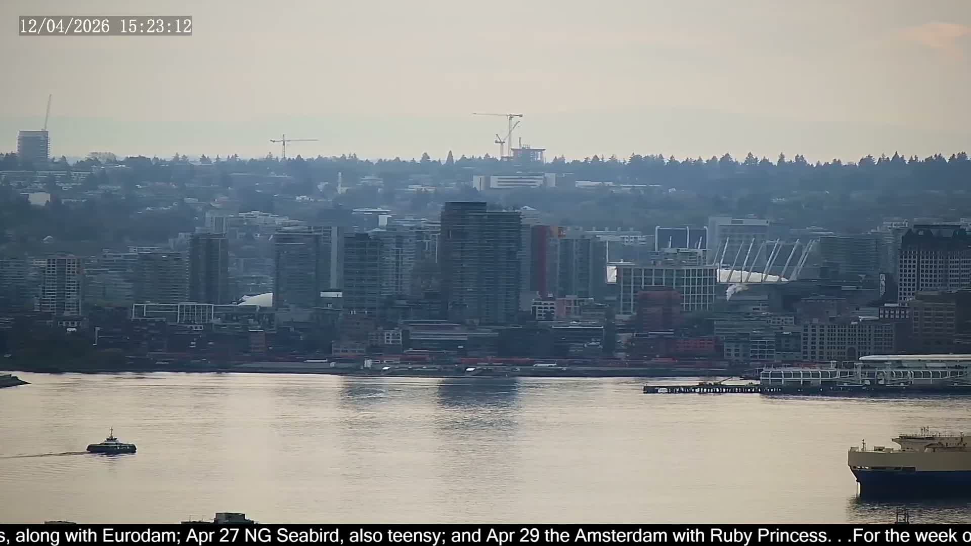Vancouver City Skyline  & Cruise Ship Spotting Live Cam - Vancouver, Metro Vancouver, British Columbia, Canada