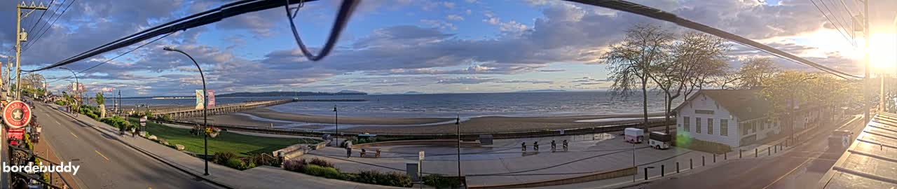White Rock City Coast & Semiahmoo Bay , USA Mainland View  Live Cam - White Rock, Metro Vancouver, British Columbia, Canada