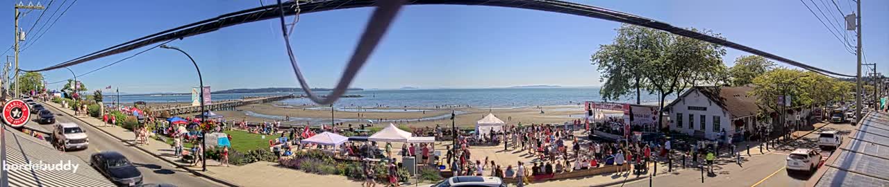 White Rock City Coast & Semiahmoo Bay , USA Mainland View  Live Cam - White Rock, Metro Vancouver, British Columbia, Canada
