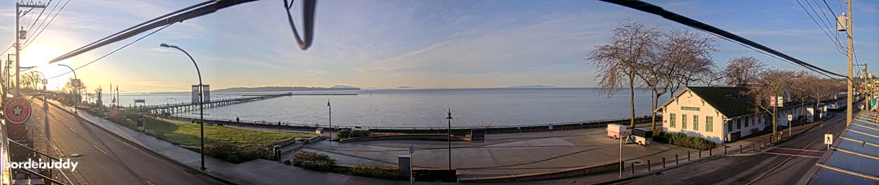 White Rock City Coast & Semiahmoo Bay , USA Mainland View  Live Cam - White Rock, Metro Vancouver, British Columbia, Canada