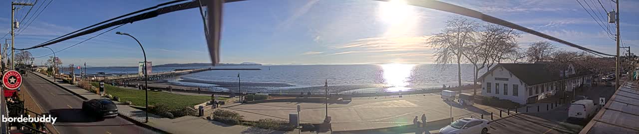 White Rock City Coast & Semiahmoo Bay , USA Mainland View  Live Cam - White Rock, Metro Vancouver, British Columbia, Canada