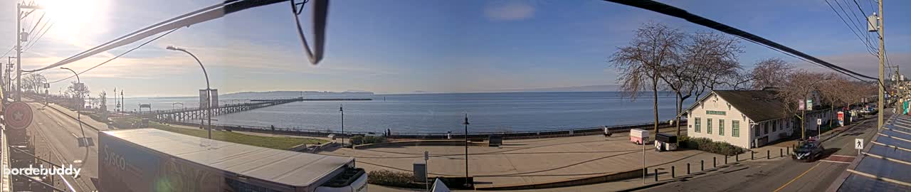 White Rock City Coast & Semiahmoo Bay , USA Mainland View  Live Cam - White Rock, Metro Vancouver, British Columbia, Canada