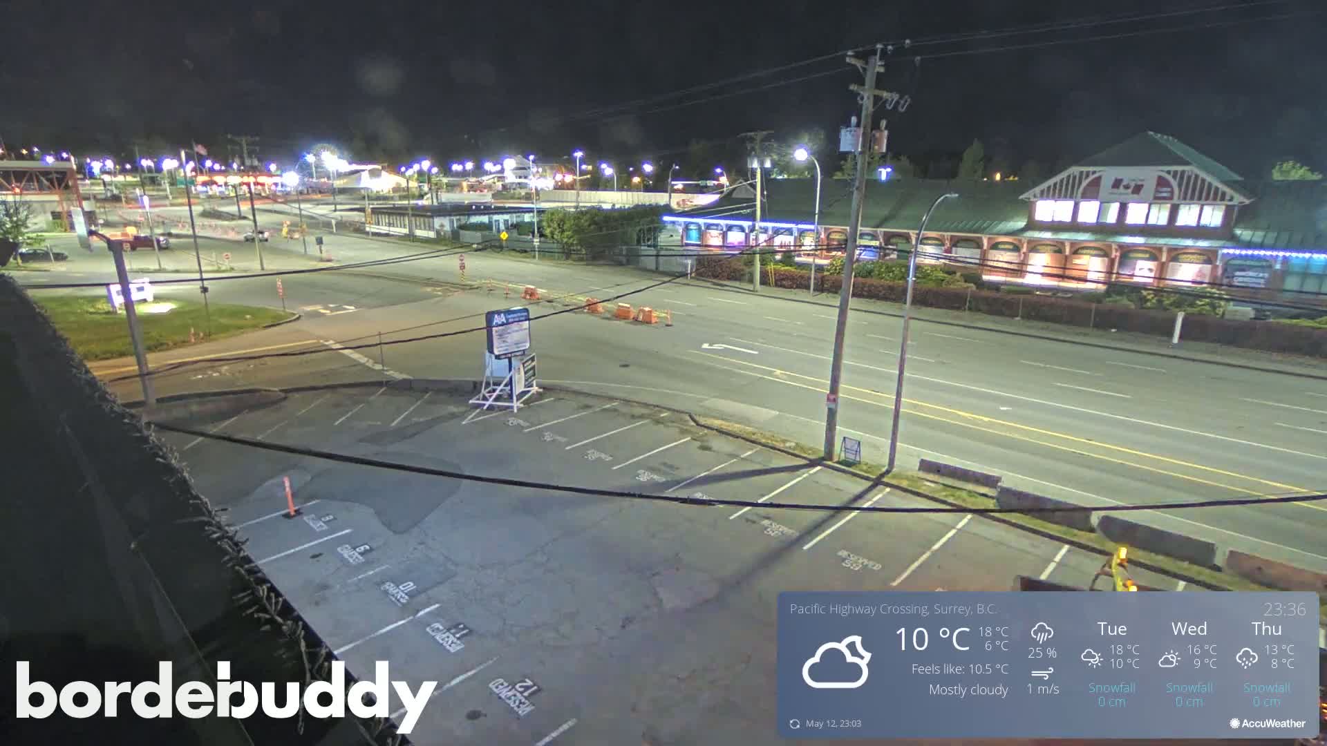 Surrey, Canada-USA  Border Canada Side Pasific Highway Crossing Check Toll Booth Live Cam - Douglas, Surrey, Metro Vancouver, British Columbia, Canada