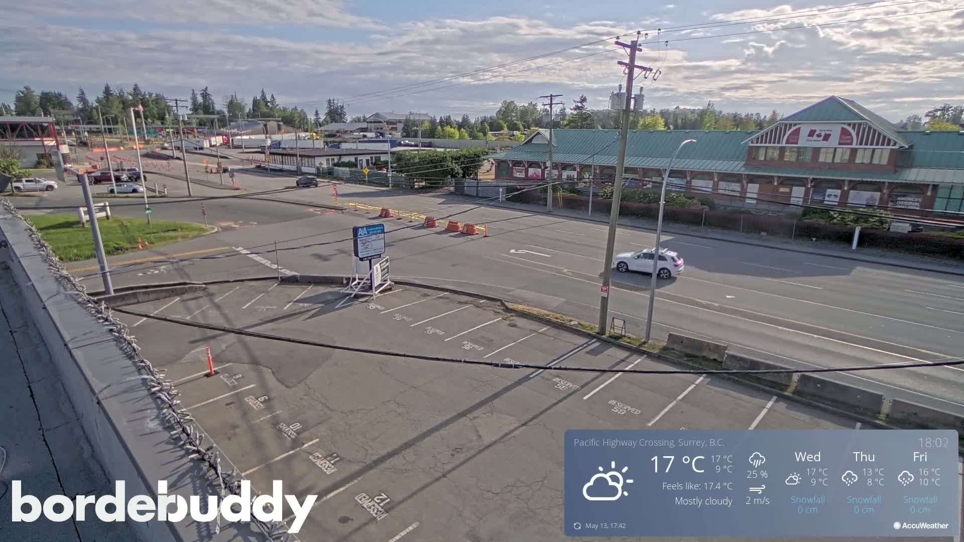 Surrey, Canada-USA  Border Canada Side Pasific Highway Crossing Check Toll Booth Live Cam - Douglas, Surrey, Metro Vancouver, British Columbia, Canada