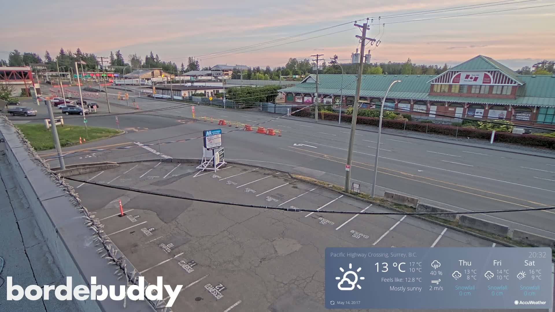 Surrey, Canada-USA  Border Canada Side Pasific Highway Crossing Check Toll Booth Live Cam - Douglas, Surrey, Metro Vancouver, British Columbia, Canada