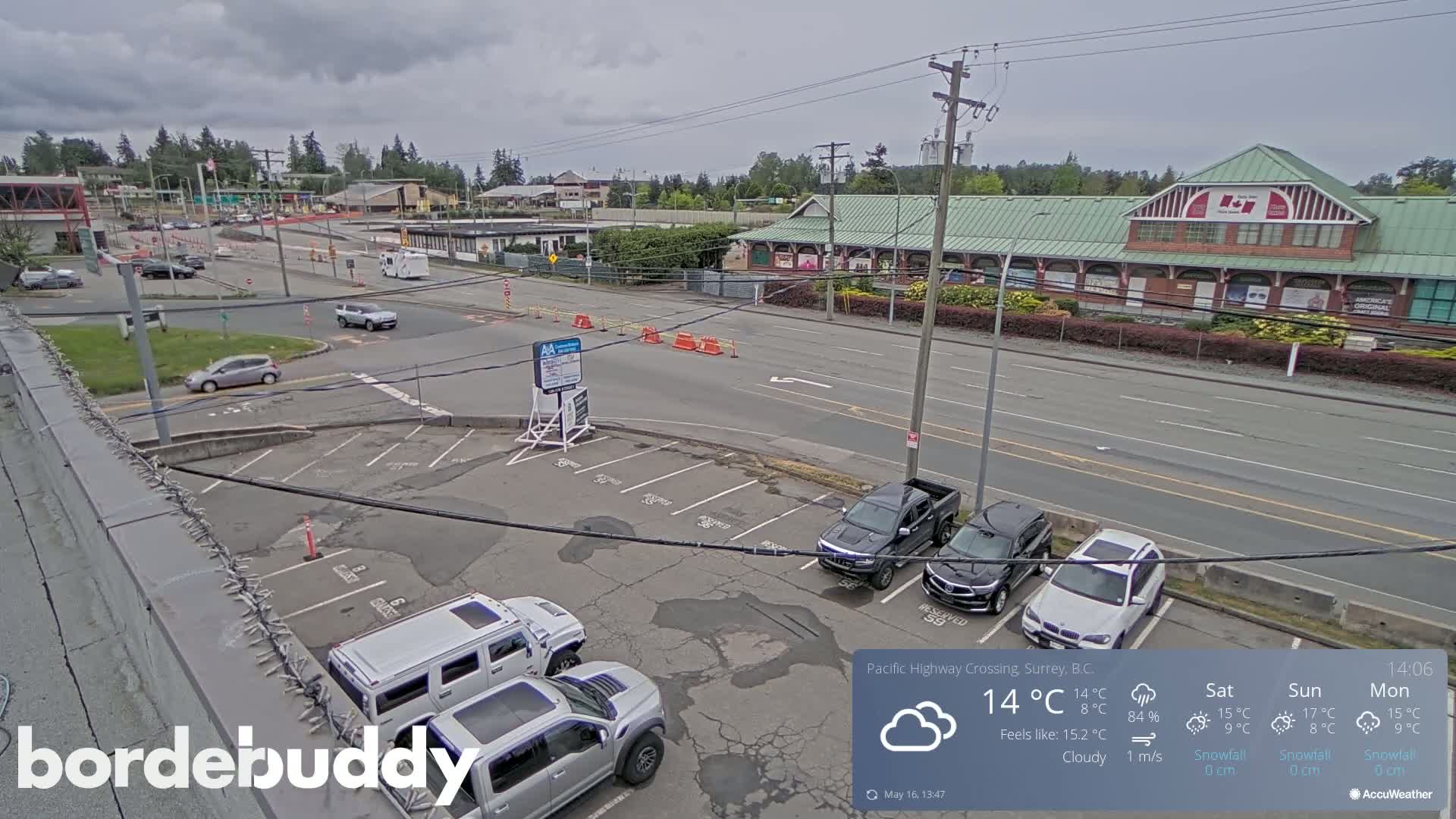 Surrey, Canada-USA  Border Canada Side Pasific Highway Crossing Check Toll Booth Live Cam - Douglas, Surrey, Metro Vancouver, British Columbia, Canada