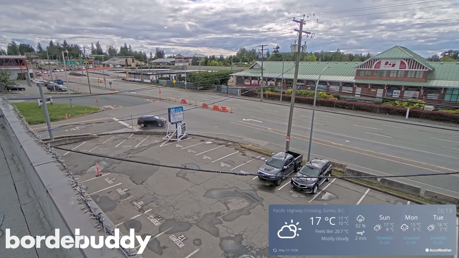 Surrey, Canada-USA  Border Canada Side Pasific Highway Crossing Check Toll Booth Live Cam - Douglas, Surrey, Metro Vancouver, British Columbia, Canada