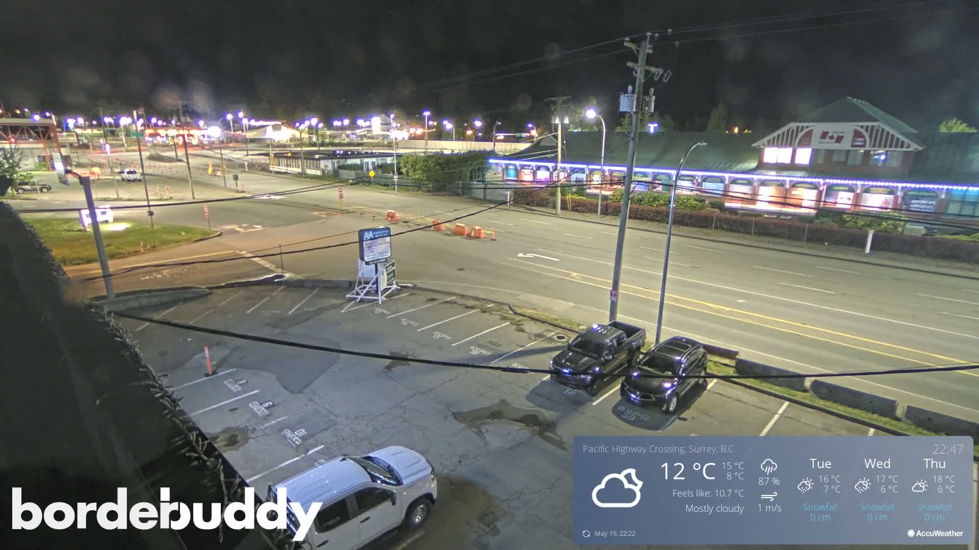 Surrey, Canada-USA  Border Canada Side Pasific Highway Crossing Check Toll Booth Live Cam - Douglas, Surrey, Metro Vancouver, British Columbia, Canada