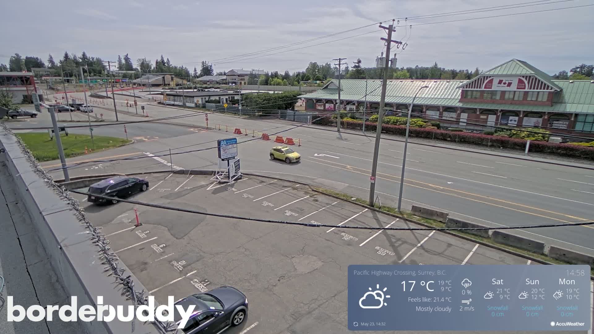 Surrey, Canada-USA  Border Canada Side Pasific Highway Crossing Check Toll Booth Live Cam - Douglas, Surrey, Metro Vancouver, British Columbia, Canada
