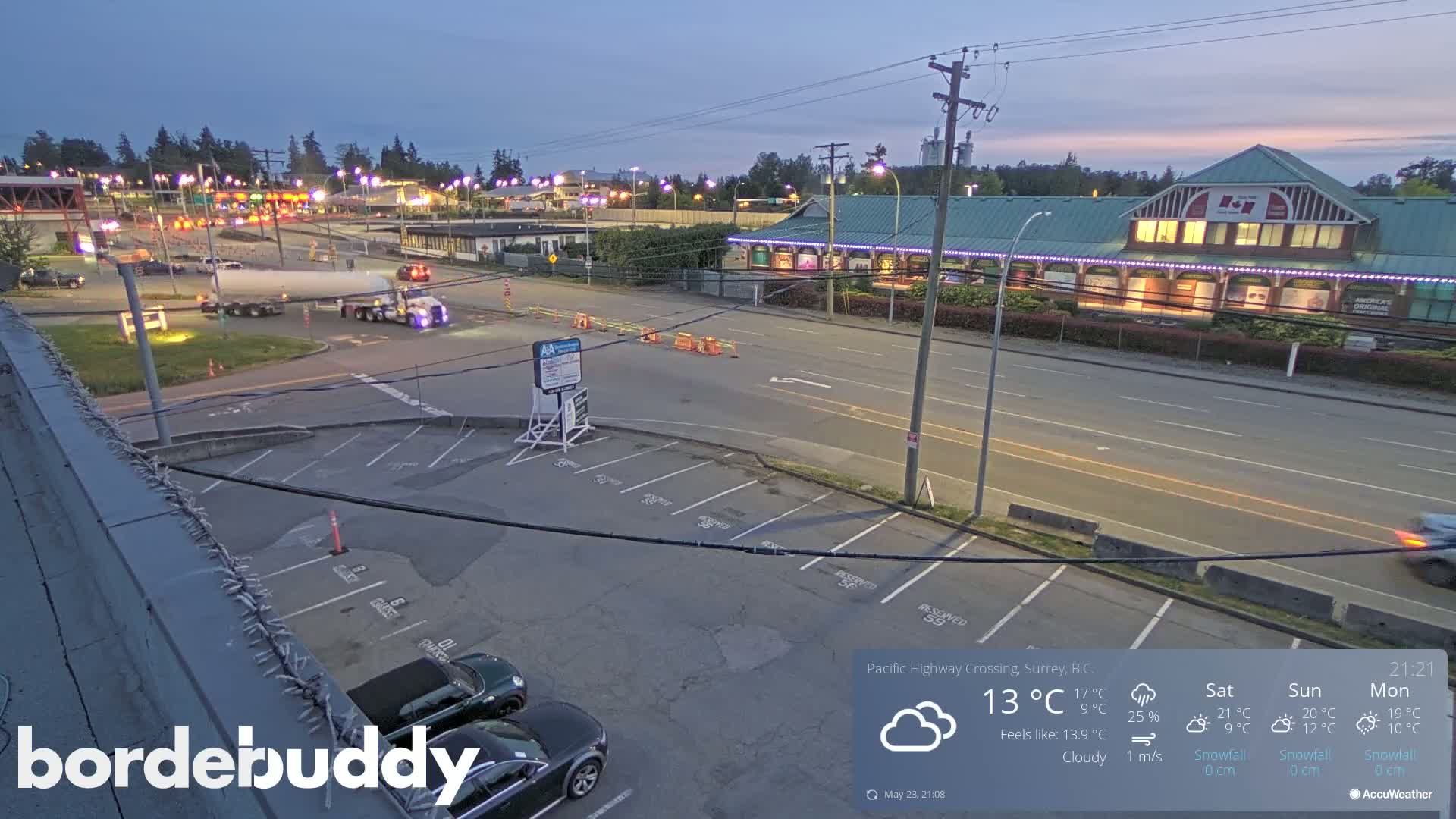 Surrey, Canada-USA  Border Canada Side Pasific Highway Crossing Check Toll Booth Live Cam - Douglas, Surrey, Metro Vancouver, British Columbia, Canada