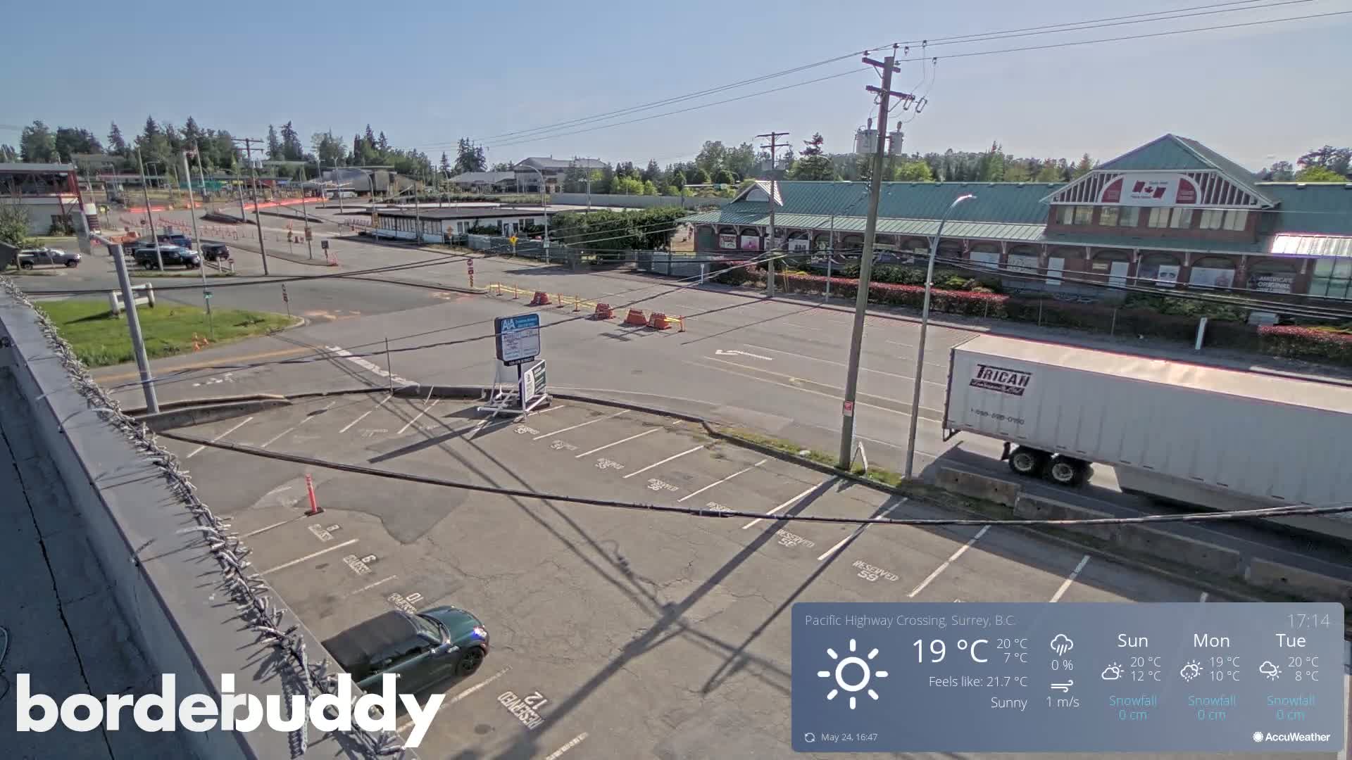 Surrey, Canada-USA  Border Canada Side Pasific Highway Crossing Check Toll Booth Live Cam - Douglas, Surrey, Metro Vancouver, British Columbia, Canada