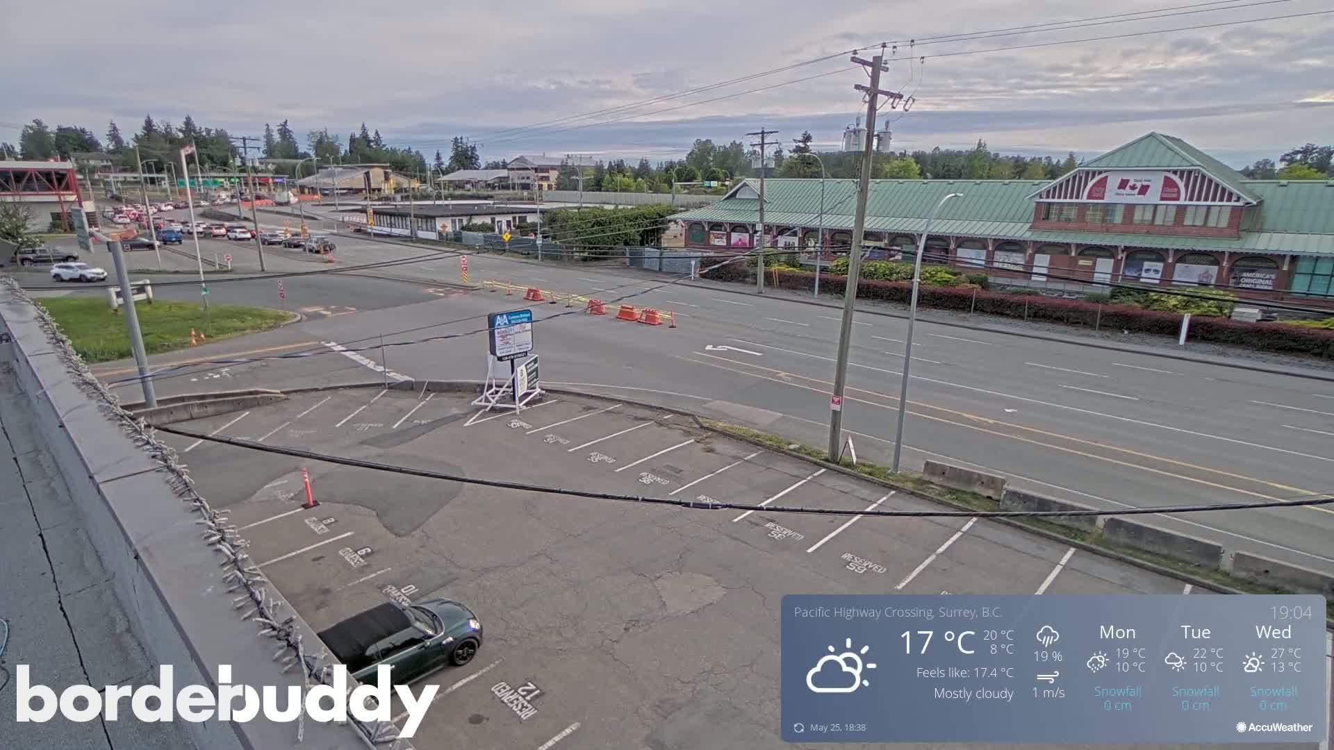 Surrey, Canada-USA  Border Canada Side Pasific Highway Crossing Check Toll Booth Live Cam - Douglas, Surrey, Metro Vancouver, British Columbia, Canada