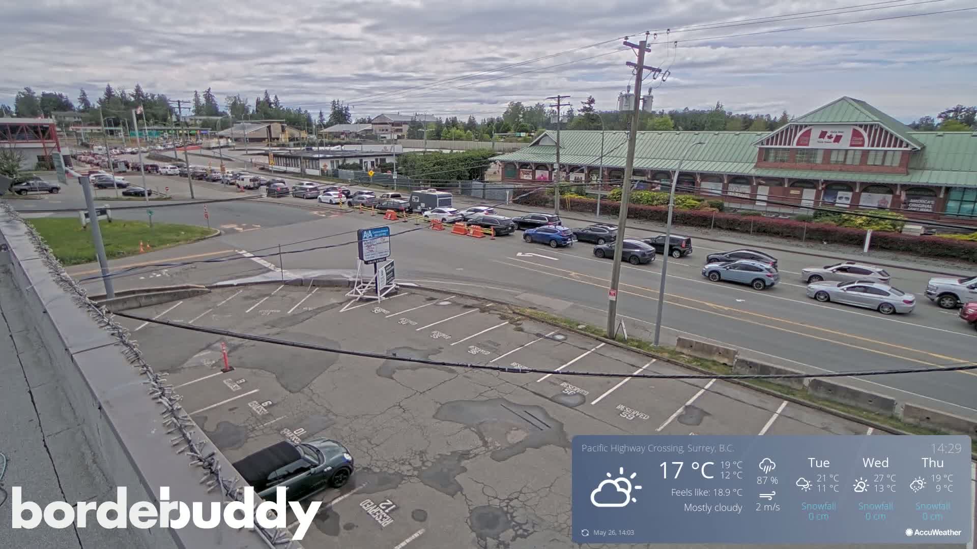 Surrey, Canada-USA  Border Canada Side Pasific Highway Crossing Check Toll Booth Live Cam - Douglas, Surrey, Metro Vancouver, British Columbia, Canada