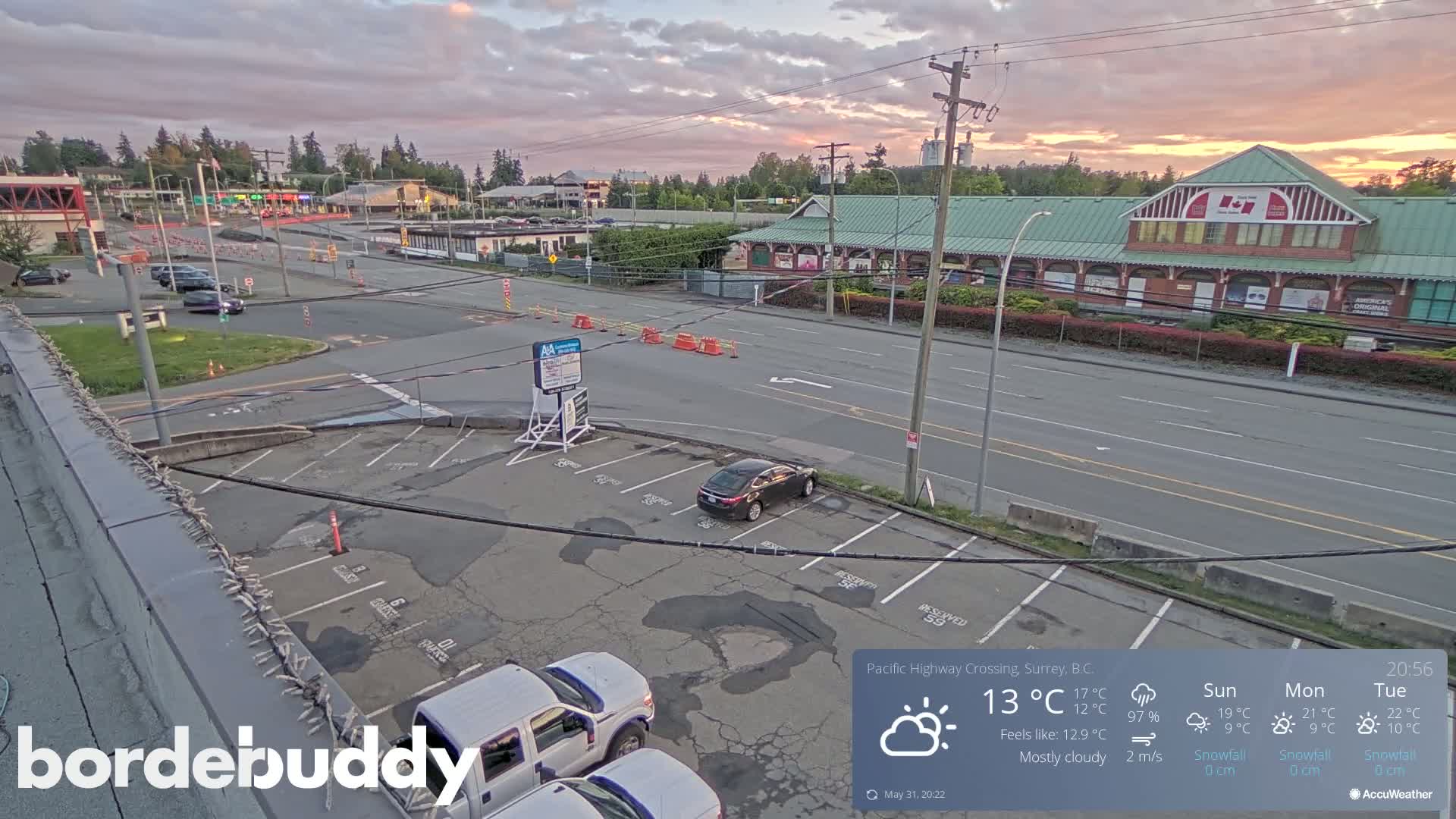 Surrey, Canada-USA  Border Canada Side Pasific Highway Crossing Check Toll Booth Live Cam - Douglas, Surrey, Metro Vancouver, British Columbia, Canada