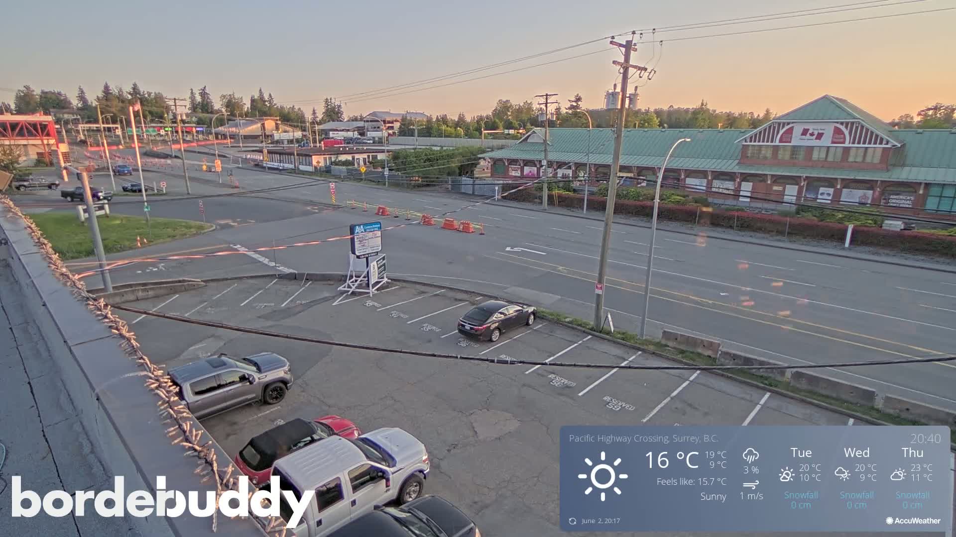 Surrey, Canada-USA  Border Canada Side Pasific Highway Crossing Check Toll Booth Live Cam - Douglas, Surrey, Metro Vancouver, British Columbia, Canada