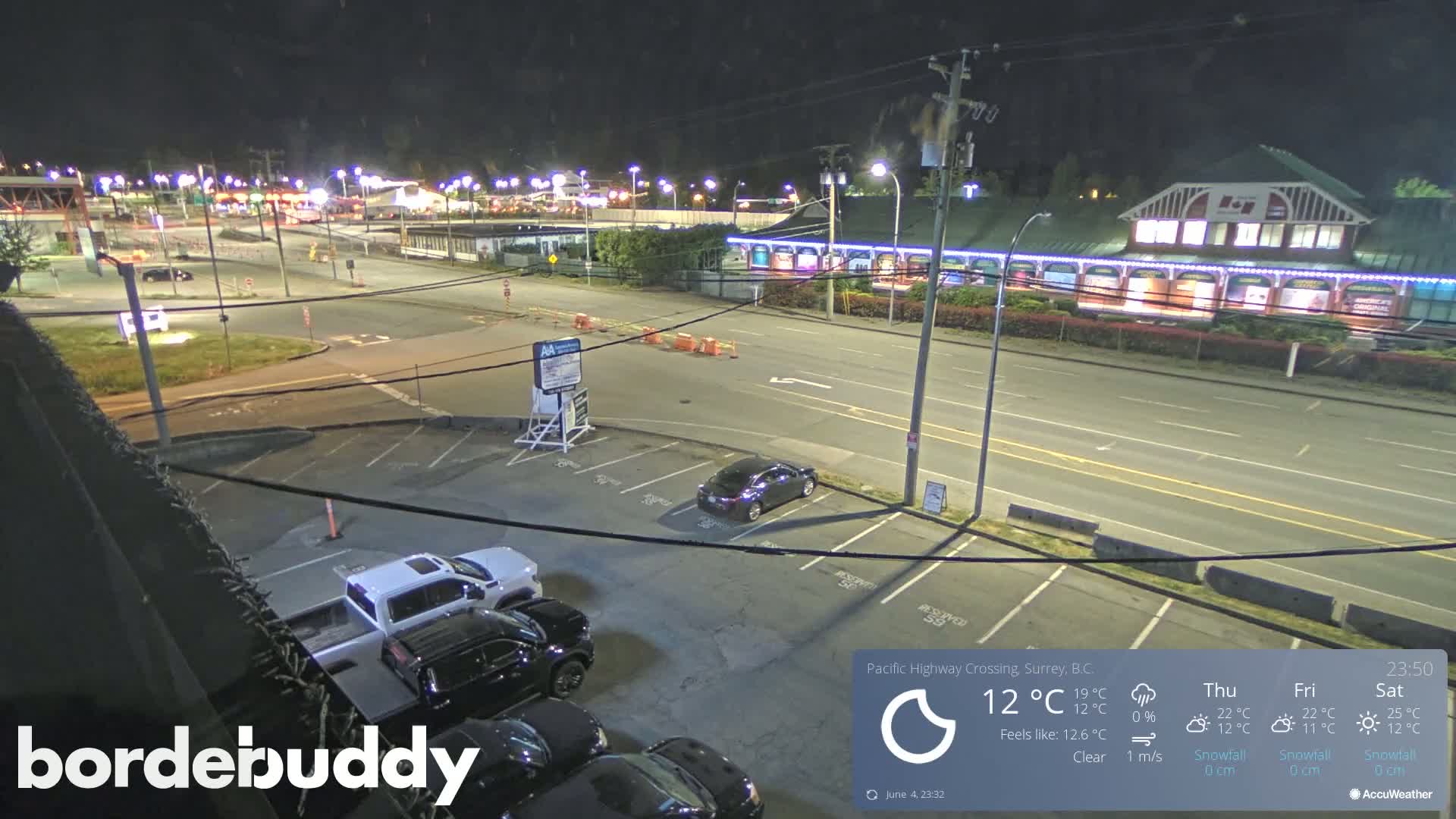 Surrey, Canada-USA  Border Canada Side Pasific Highway Crossing Check Toll Booth Live Cam - Douglas, Surrey, Metro Vancouver, British Columbia, Canada