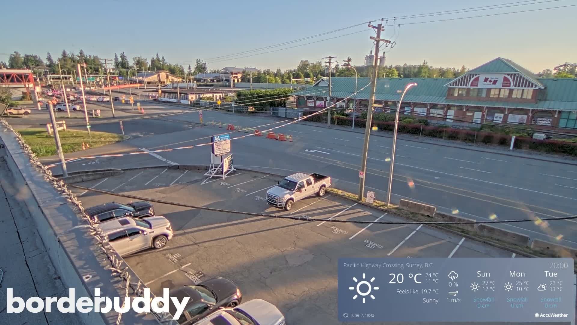 Surrey, Canada-USA  Border Canada Side Pasific Highway Crossing Check Toll Booth Live Cam - Douglas, Surrey, Metro Vancouver, British Columbia, Canada