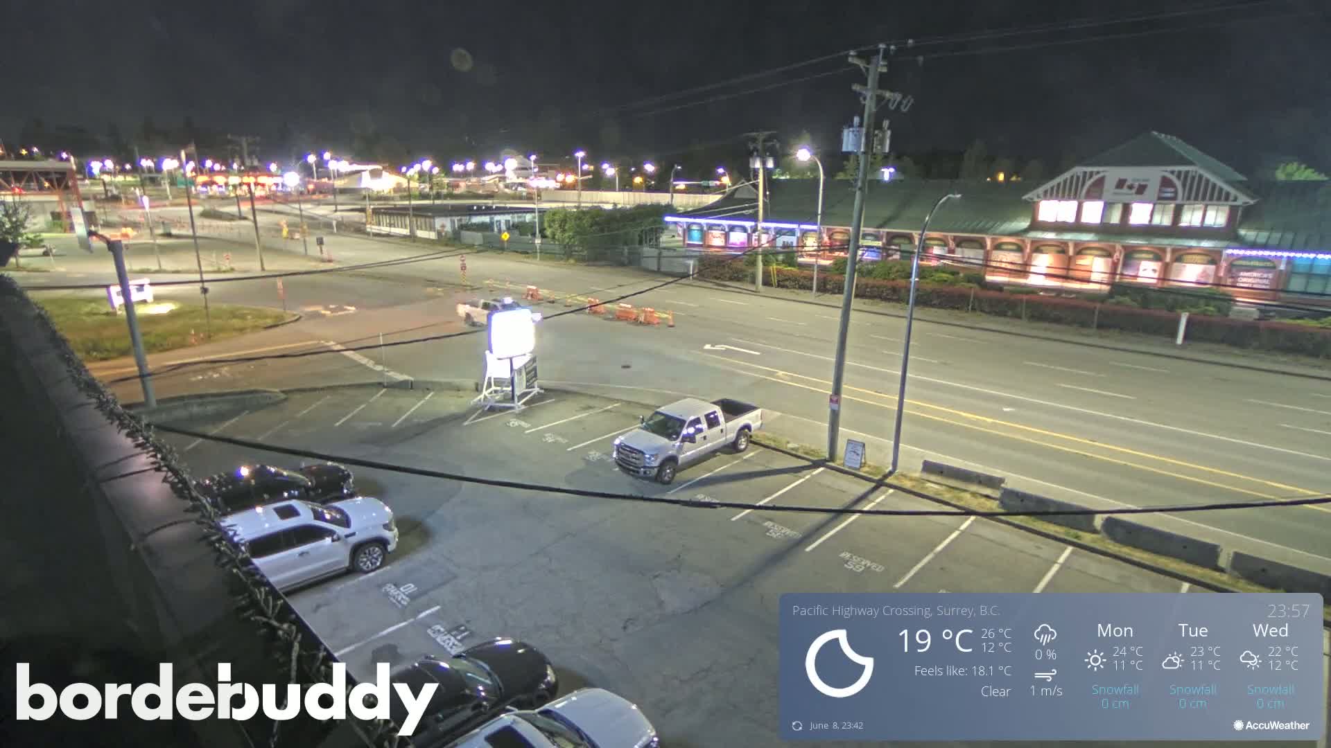 Surrey, Canada-USA  Border Canada Side Pasific Highway Crossing Check Toll Booth Live Cam - Douglas, Surrey, Metro Vancouver, British Columbia, Canada