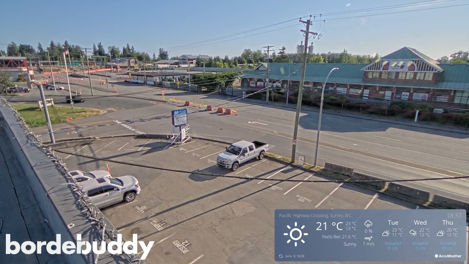 Surrey, Canada-USA  Border Canada Side Pasific Highway Crossing Check Toll Booth Live Cam - Douglas, Surrey, Metro Vancouver, British Columbia, Canada