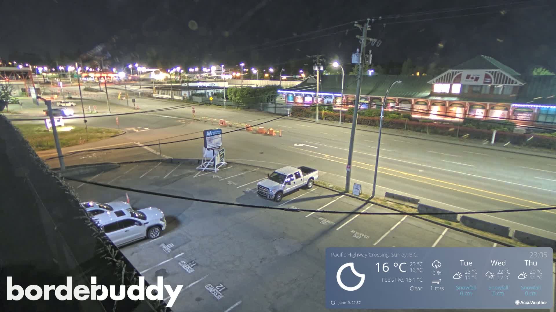Surrey, Canada-USA  Border Canada Side Pasific Highway Crossing Check Toll Booth Live Cam - Douglas, Surrey, Metro Vancouver, British Columbia, Canada