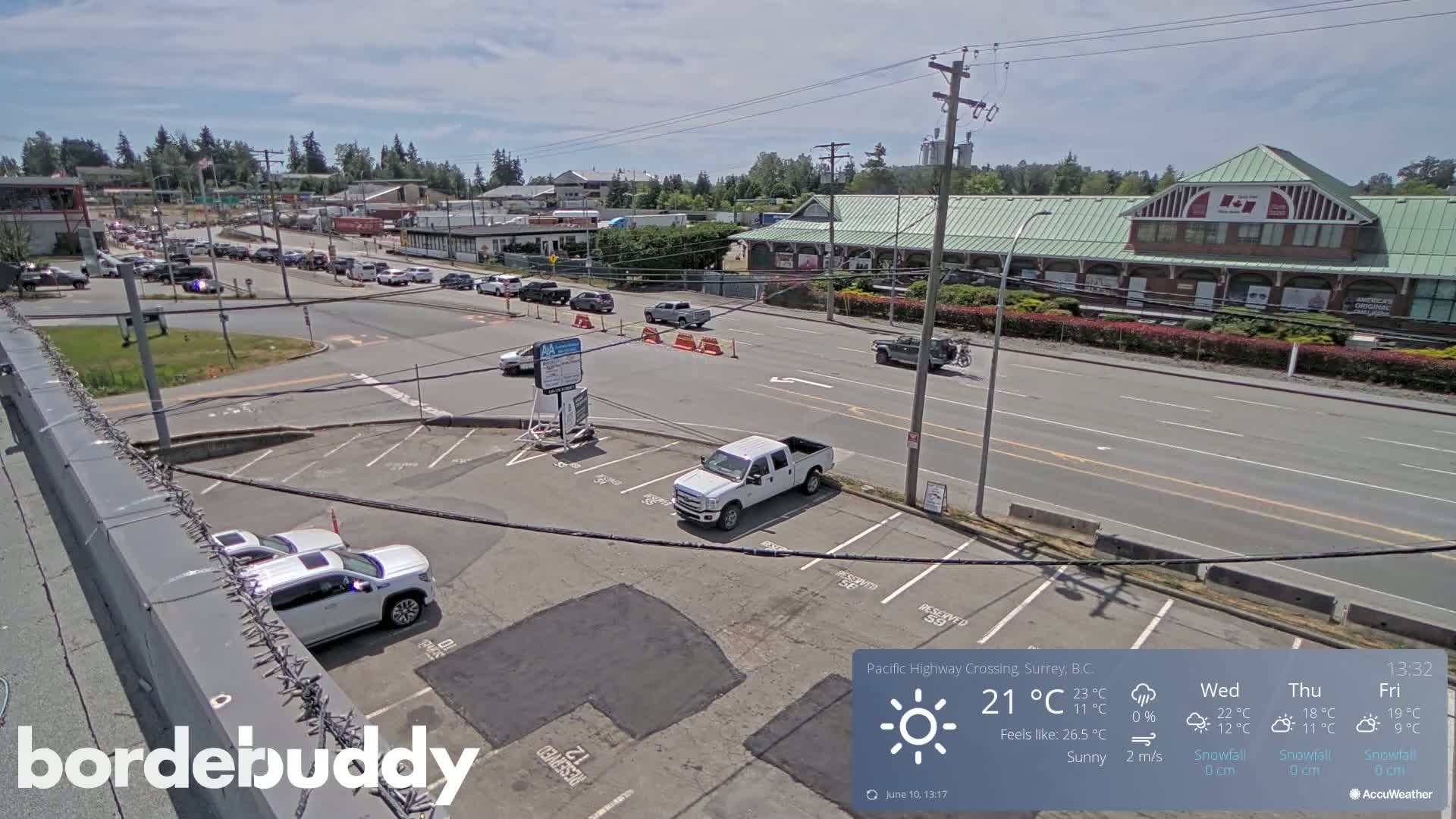 Surrey, Canada-USA  Border Canada Side Pasific Highway Crossing Check Toll Booth Live Cam - Douglas, Surrey, Metro Vancouver, British Columbia, Canada