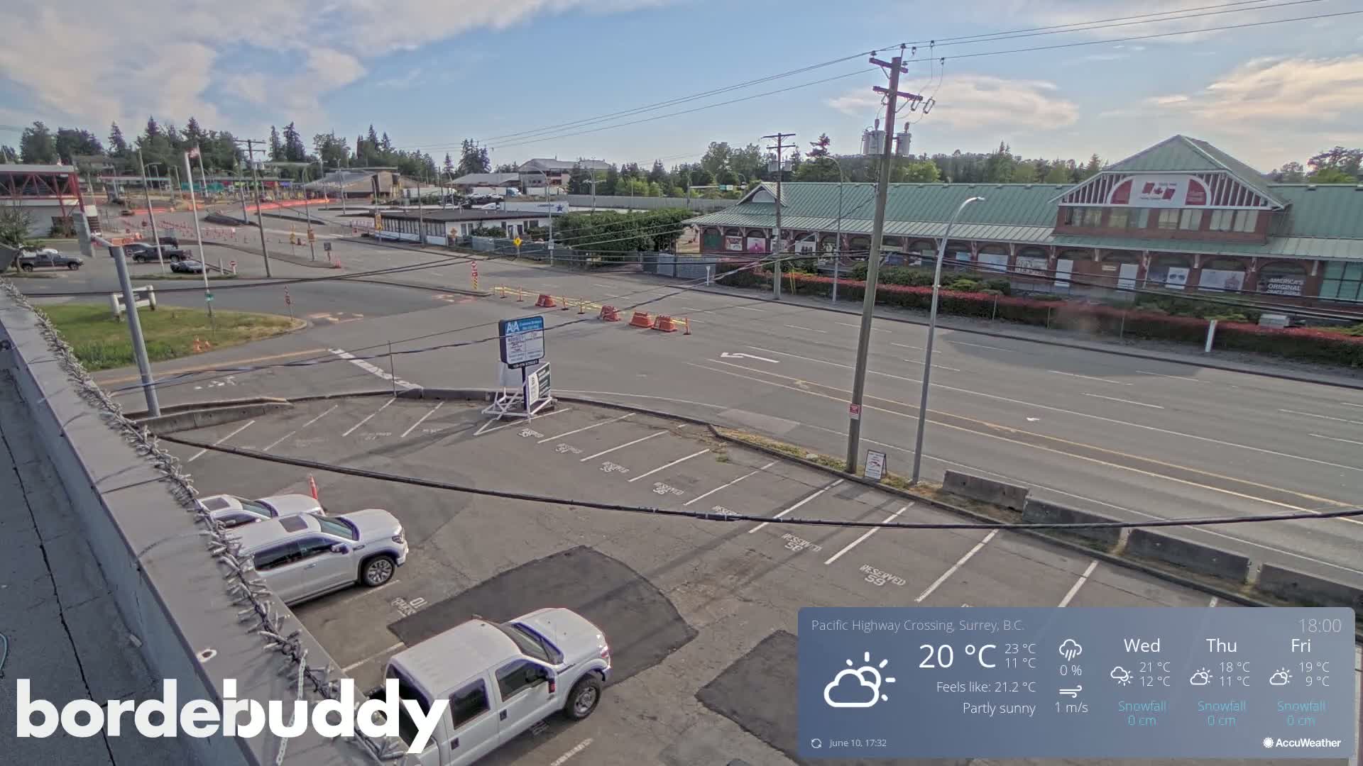 Surrey, Canada-USA  Border Canada Side Pasific Highway Crossing Check Toll Booth Live Cam - Douglas, Surrey, Metro Vancouver, British Columbia, Canada