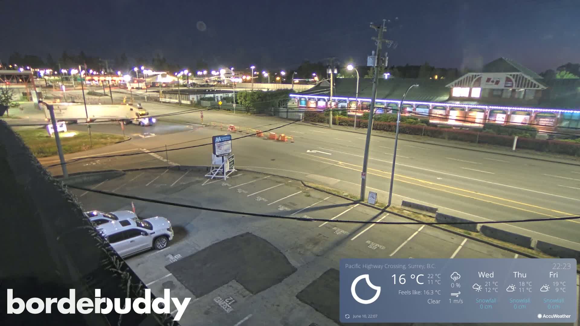 Surrey, Canada-USA  Border Canada Side Pasific Highway Crossing Check Toll Booth Live Cam - Douglas, Surrey, Metro Vancouver, British Columbia, Canada
