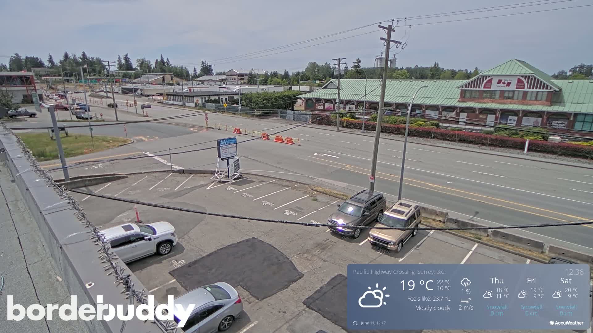Surrey, Canada-USA  Border Canada Side Pasific Highway Crossing Check Toll Booth Live Cam - Douglas, Surrey, Metro Vancouver, British Columbia, Canada