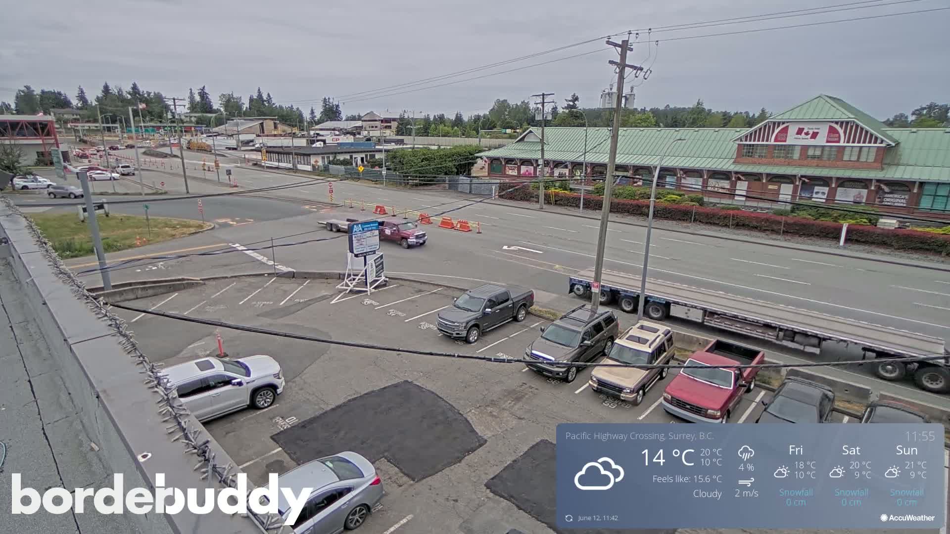 Surrey, Canada-USA  Border Canada Side Pasific Highway Crossing Check Toll Booth Live Cam - Douglas, Surrey, Metro Vancouver, British Columbia, Canada