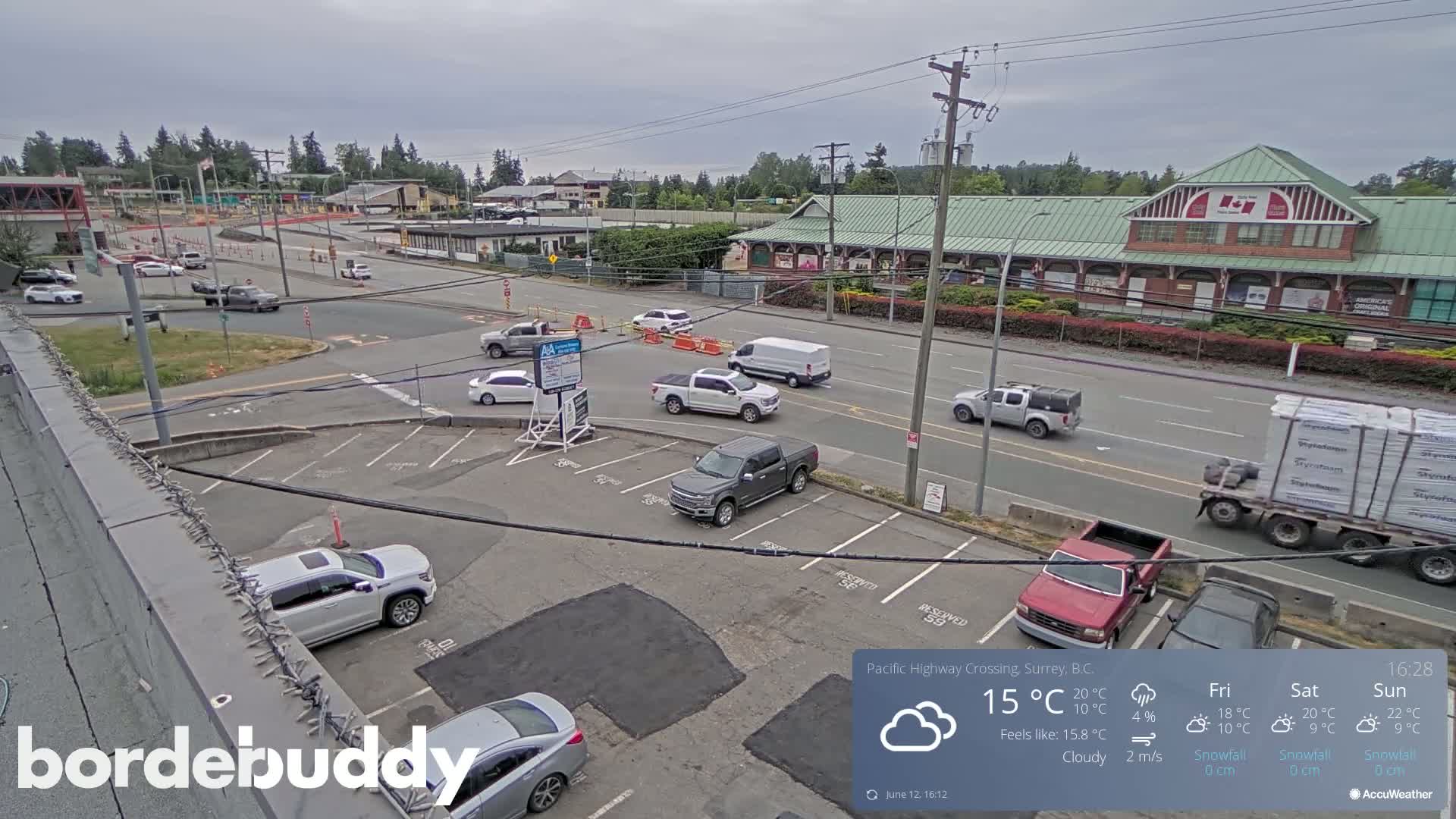 Surrey, Canada-USA  Border Canada Side Pasific Highway Crossing Check Toll Booth Live Cam - Douglas, Surrey, Metro Vancouver, British Columbia, Canada