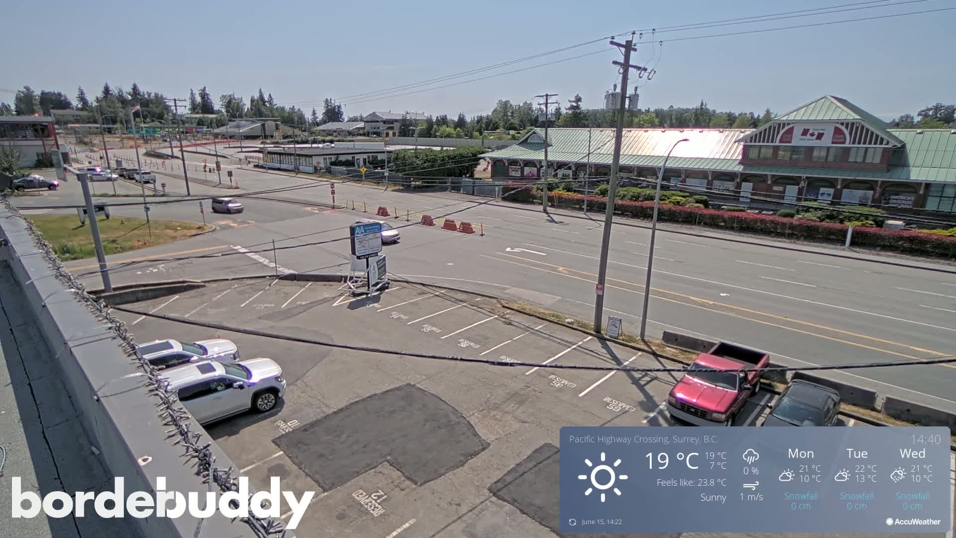 Surrey, Canada-USA  Border Canada Side Pasific Highway Crossing Check Toll Booth Live Cam - Douglas, Surrey, Metro Vancouver, British Columbia, Canada