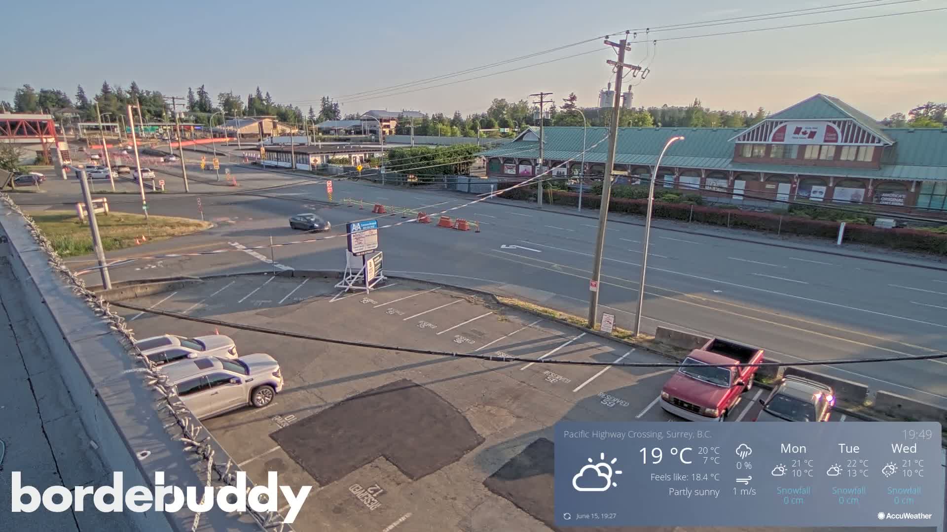 Surrey, Canada-USA  Border Canada Side Pasific Highway Crossing Check Toll Booth Live Cam - Douglas, Surrey, Metro Vancouver, British Columbia, Canada