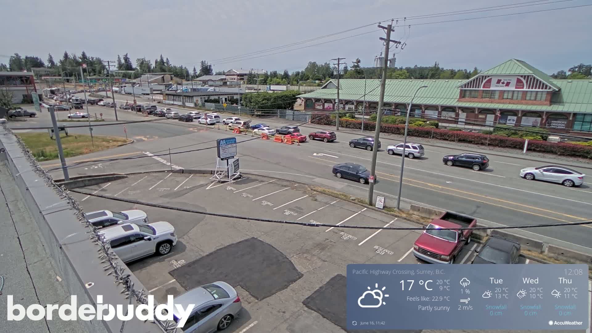 Surrey, Canada-USA  Border Canada Side Pasific Highway Crossing Check Toll Booth Live Cam - Douglas, Surrey, Metro Vancouver, British Columbia, Canada