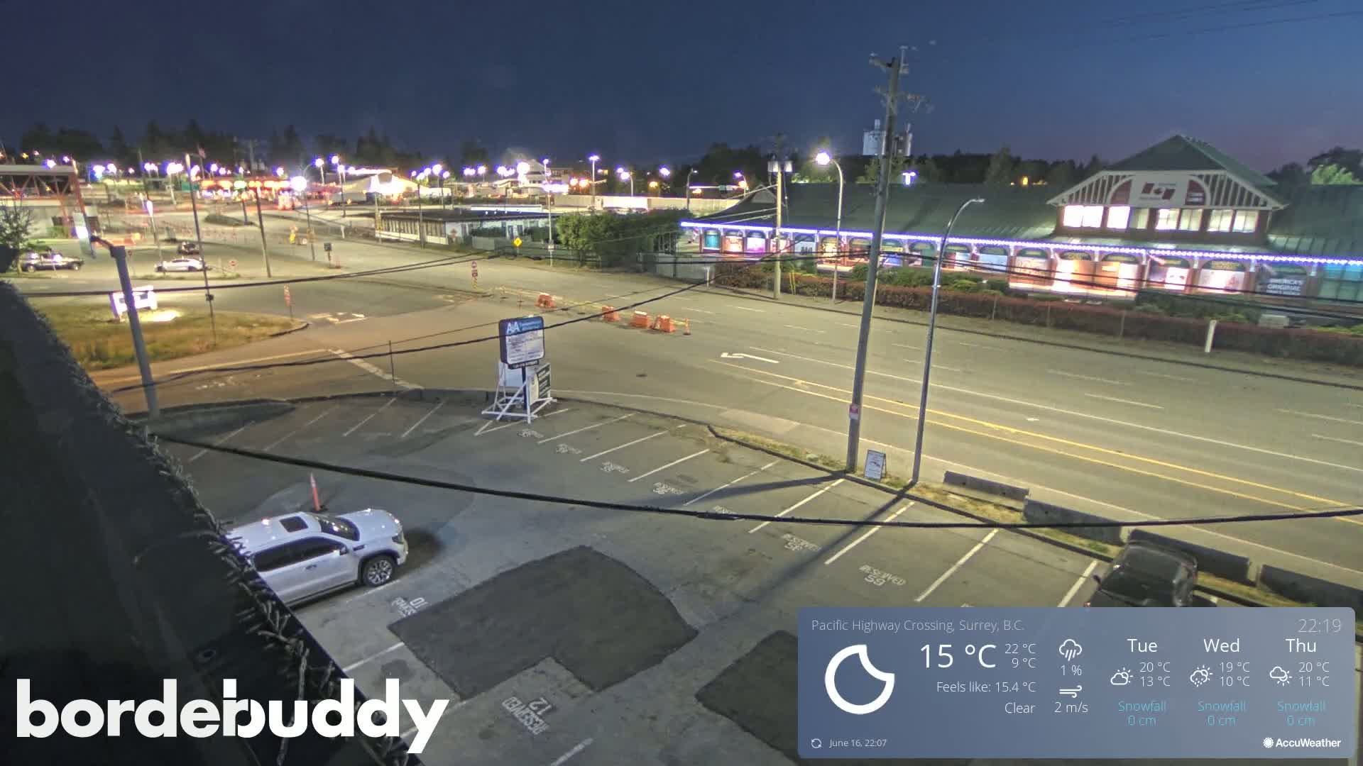 Surrey, Canada-USA  Border Canada Side Pasific Highway Crossing Check Toll Booth Live Cam - Douglas, Surrey, Metro Vancouver, British Columbia, Canada