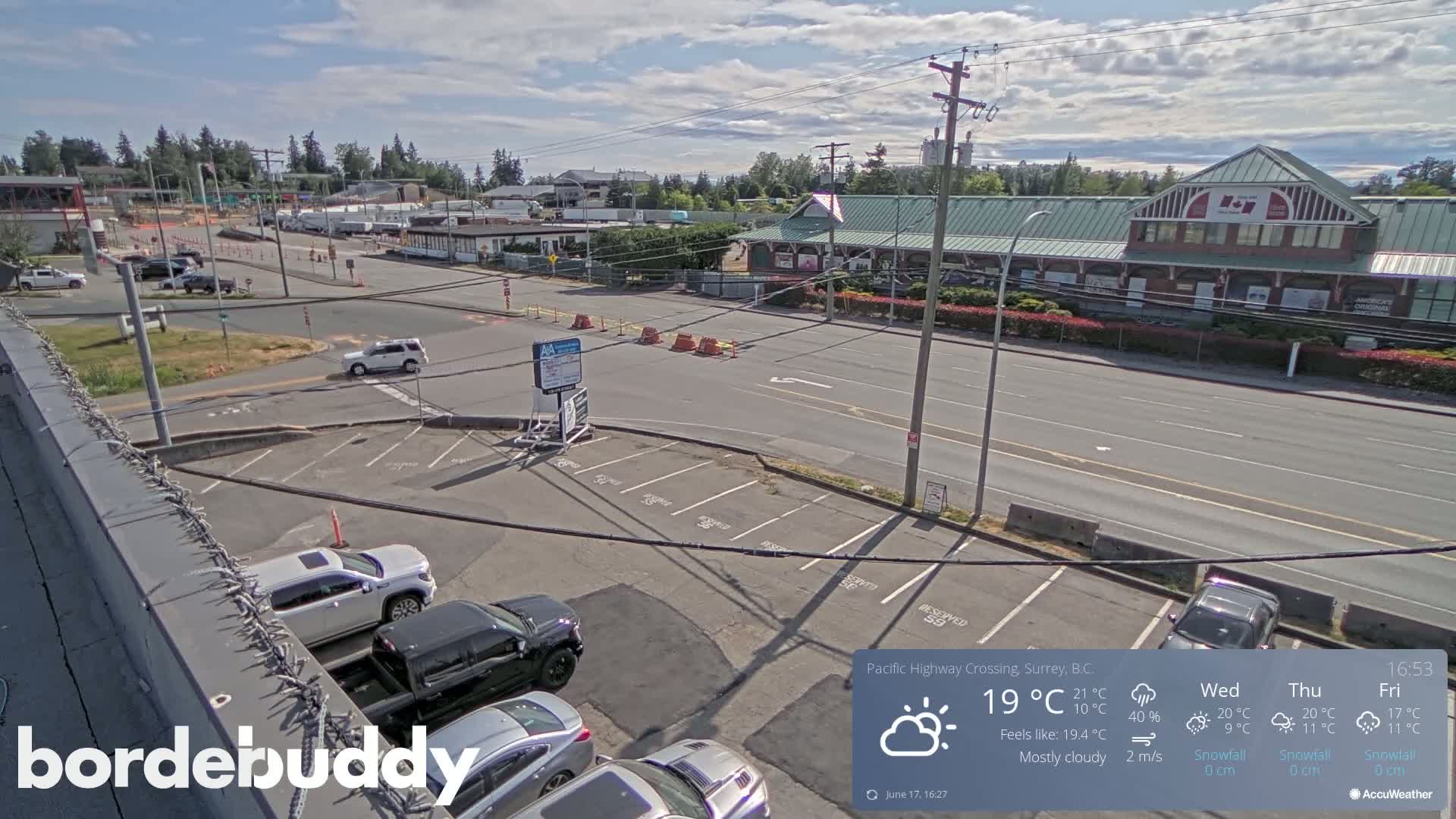 Surrey, Canada-USA  Border Canada Side Pasific Highway Crossing Check Toll Booth Live Cam - Douglas, Surrey, Metro Vancouver, British Columbia, Canada